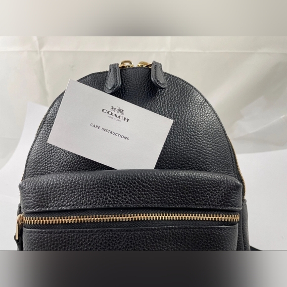 Coach Designer Mini Charlie Black Leather Backpack Shoulder Bag main image 11
